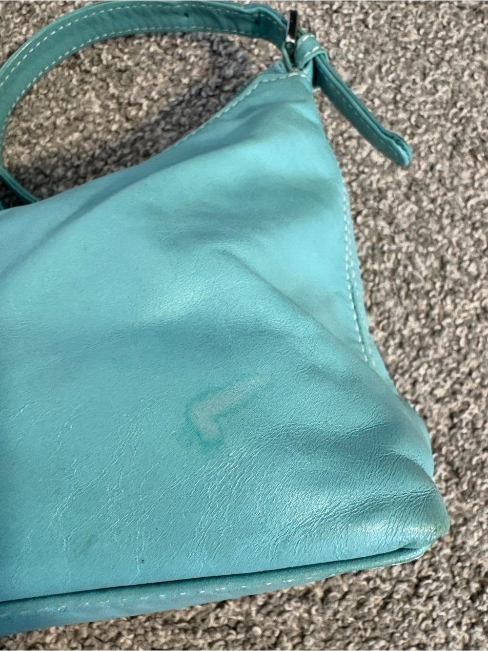 Y2K Danier Turquoise Leather Shoulder Bag - Picture 8 of 16